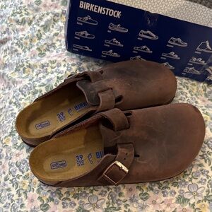 Birkenstock Dark Brown Leather Clogs